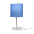 Abajur Eros Cilindrico Azul Com Base Quadrada De Inox