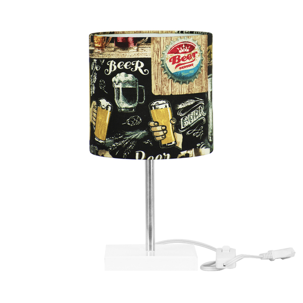 Abajur Eros Cilindrico Bar 049 Com Base Branca Quadrada