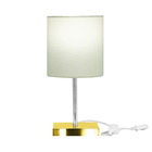 Abajur Eros Cilindrico Bege Base Dourada Quadrada