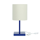 Abajur Eros Cilindrico Bege Base Toda Azul Quadrada