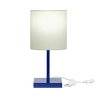 Abajur Eros Cilindrico Bege Base Toda Azul Quadrada