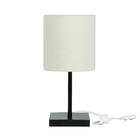 Abajur Eros Cilindrico Bege Base Toda Preta Quadrada