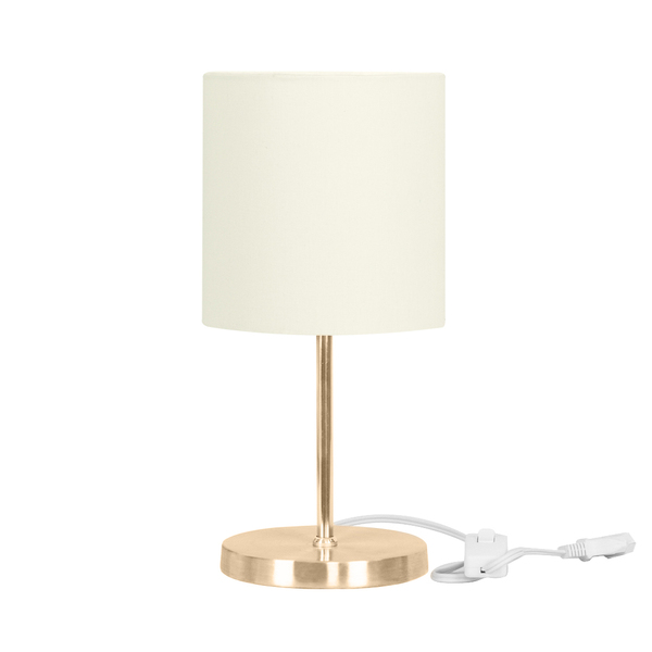 Abajur Eros Cilindrico Bege Com Base Redonda New Cobre