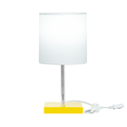 Abajur Eros Cilindrico Branco Base Amarela Quadrada