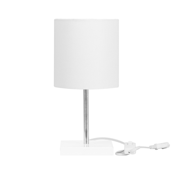 Abajur Eros Cilindrico Branco Base Branco Quadrada
