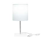 Abajur Eros Cilindrico Branco Base Branco Quadrada