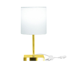 Abajur Eros Cilindrico Branco Base Toda Dourado Quadrada