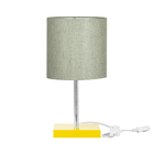 Abajur Eros Cilindrico Cinza Escuro 22 Base Amarela Quadrada