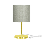 Abajur Eros Cilindrico Cinza Escuro Com Base Redonda Dourado