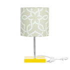 Abajur Eros Cilindrico Elos Bege 061 Base Amarela Quadrada