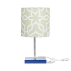 Abajur Eros Cilindrico Elos Bege 061 Base Azul Quadrada