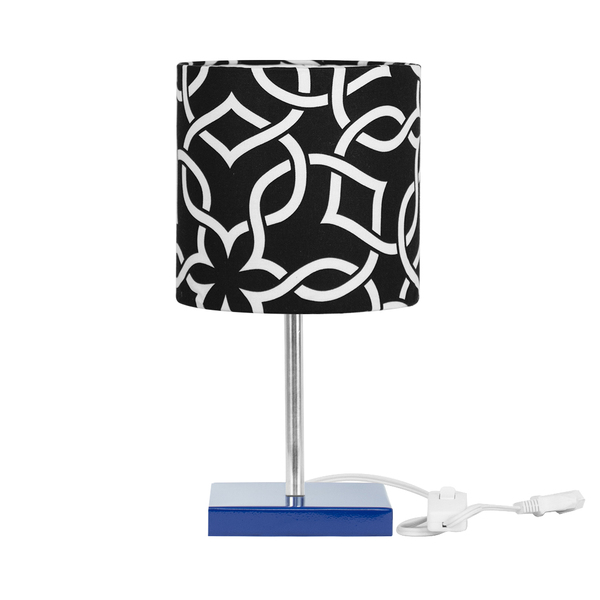 Abajur Eros Cilindrico Elos Preto 060 Base Azul Quadrada