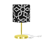 Abajur Eros Cilindrico Elos Preto Com Base Redonda Dourado