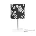 Abajur Eros Cilindrico Floral Prata 032 Base Branca Quadrada