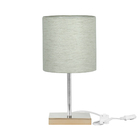 Abajur Eros Cilindrico Linho Claro 025 Base Cobre Quadrada