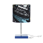 Abajur Eros Cilindrico Parede Giz 050 Base Azul Quadrada