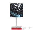 Abajur Eros Cilindrico Parede Giz 050 Base Vermelho Quadrada