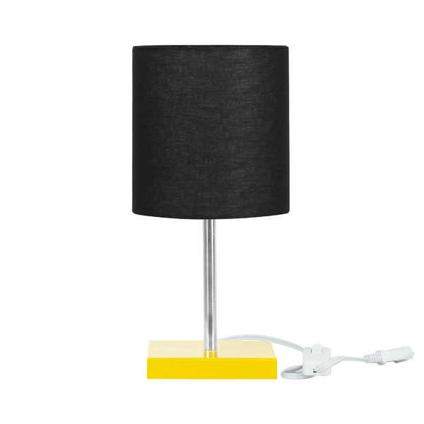 Abajur Eros Cilindrico Preto Base Amarela Quadrada