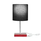 Abajur Eros Cilindrico Preto Base Vermelha Quadrada