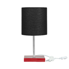 Abajur Eros Cilindrico Preto Base Vermelha Quadrada