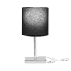 Abajur Eros Cilindrico Preto Com Base Quadrada De Inox