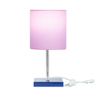 Abajur Eros Cilindrico Rosa Base Azul Quadrada