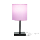 Abajur Eros Cilindrico Rosa Base Toda Preta Quadrada