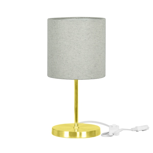 Abajur Eros Cilindrico Rustico Escuro Base Redonda Dourado