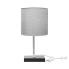 Abajur Eros Cilindrico Shantung Cinza 30 Base Preta Quadrada