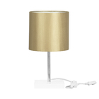 Abajur Eros Cilindrico Shantung Dourado31 Base Branca Quadr.