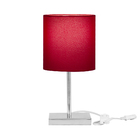 Abajur Eros Cilindrico Vermelho Com Base Quadrada De Inox