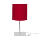 Abajur Eros Cilindrico Vermelho Com Base Quadrada De Inox