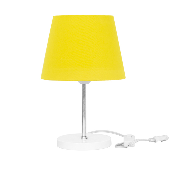 Abajur Eros Dome Amarelo Base Redonda Branco