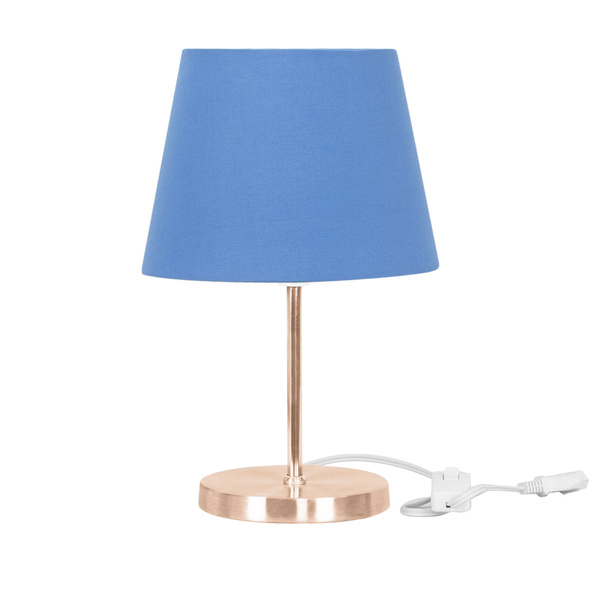 Abajur Eros Dome Azul Base Redonda Cobre