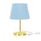Abajur Eros Dome Azul Bebe Base Redonda Dourada