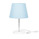 Abajur Eros Dome Azul Bolinha Base Redonda Branco