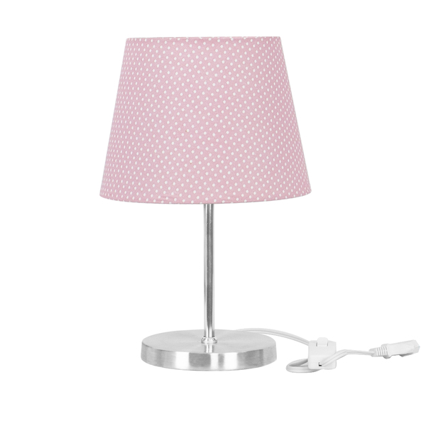 Abajur Eros Dome Bolinha Rosa Base Redonda