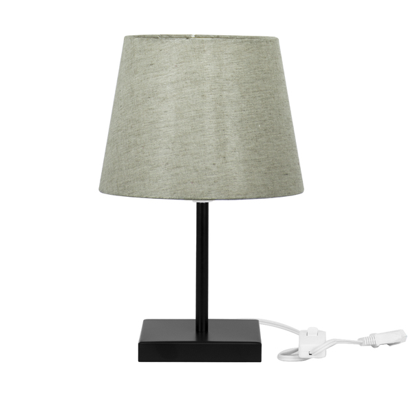 Abajur Eros Dome Cinza Escuro 022 Base Toda Preta Quadrada