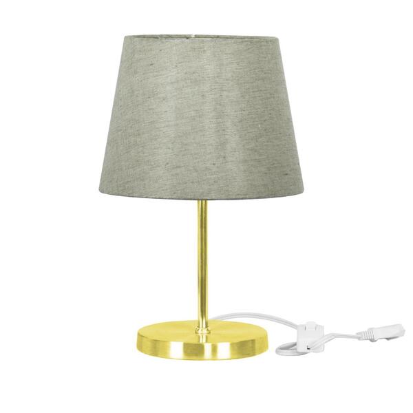 Abajur Eros Dome Cinza Escuro Base Redonda Dourada