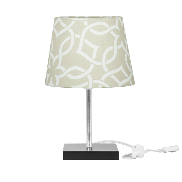 Abajur Eros Dome Elos Bege 061 Com Base Preta Quadrada