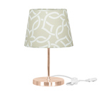 Abajur Eros Dome Elos Bege Base Redonda Cobre