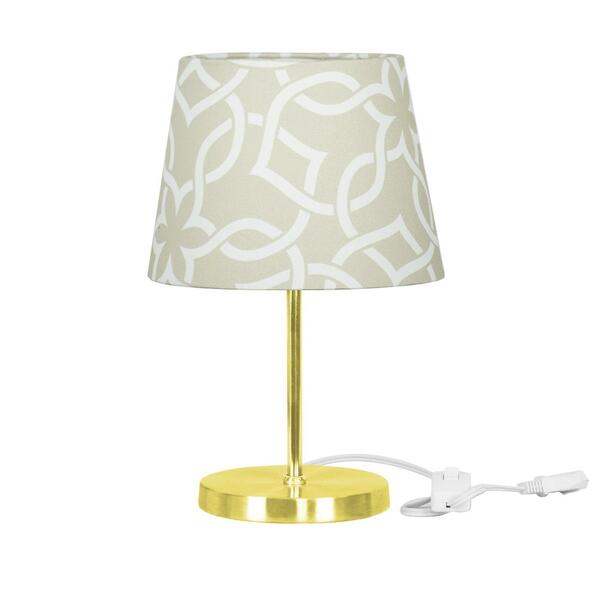 Abajur Eros Dome Elos Bege Base Redonda Dourada