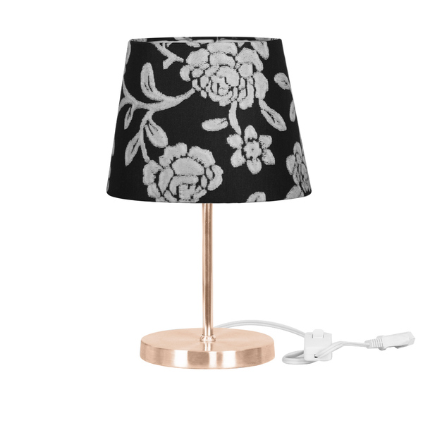 Abajur Eros Dome Floral Prata Base Redonda Cobre