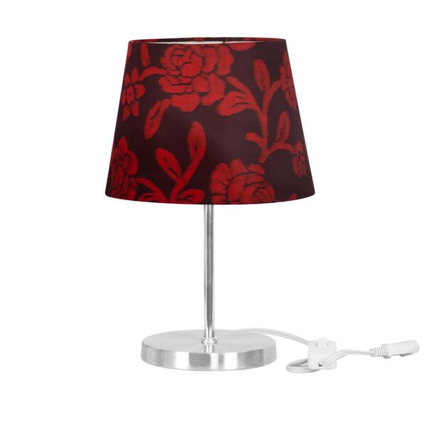 Abajur Eros Dome Floral Vermelho Base Redonda
