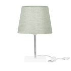 Abajur Eros Dome Linho Claro 025 Com Base Branca Quadrada