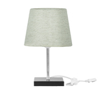 Abajur Eros Dome Linho Claro 025 Com Base Preta Quadrada