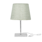 Abajur Eros Dome Linho Claro 025 Com Base Quadrada