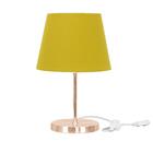 Abajur Eros Dome Mostarda Base Redonda Cobre