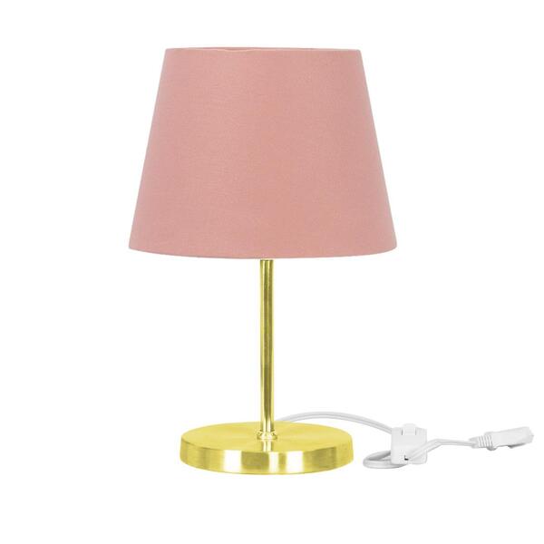 Abajur Eros Dome Rosa Base Redonda Dourada