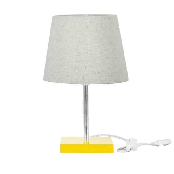 Abajur Eros Dome Rustico Escuro 026 Base Amarela Quadrada